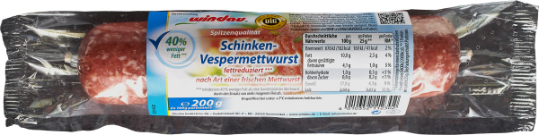Windau Schinken-Vespermettwurst fettreduziert