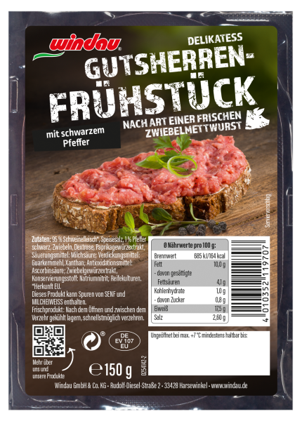 Delikatess Gutsherrenfrühstück mit schwarzem Pfeffer